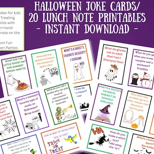 Cartes de blagues d'Halloween, notes de boîte à lunch, événement de classe/de groupe, humour d'Halloween, parfaites pour tous les âges, à offrir aux personnes âgées, aux enfants, etc. Téléchargement instantané