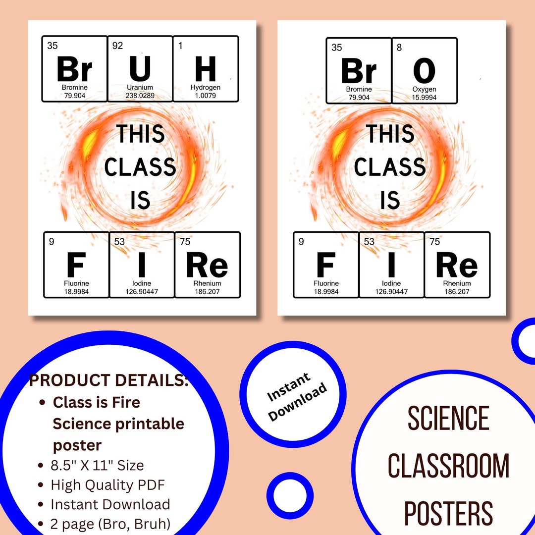 Bruh This Class is Fire Funny Science Poster, Instant Digital Download ...