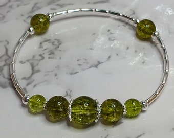 8.  AUGUST BIRTHSTONE Silver Plated Collection - PERIDOT Gemstone Beads