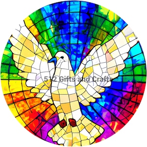 Holy Spirit Dove Stained Glass Digital Art | Christian Wall Decor | Vibrant Rainbow Dove Print | Religious Spiritual Printable