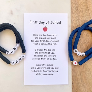 Back to School Mommy & Me Bracelet Set for Boys, First Day of School, First Grade, Mama and Mini, Kindergarten Bracelet, Pre-K, Preschool