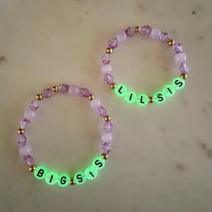 Schwester Passendes Armband Glow in the Dark, Big Sis Little Sis Armband, Schwestern Armbänder, Best Friend Armbänder, Mädchen Armbänder