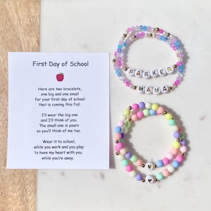 Back to School Mommy & Me Bracelet Set, First Day of School, First Grade, Mama and Mini, Kindergarten Bracelet, Pre-K, JK, Preschool