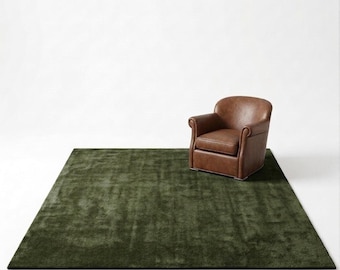 New forest green soft and plush pile hand tufted wool Nordic style rugs for living room, bedroom, Custom Rug large area rugs