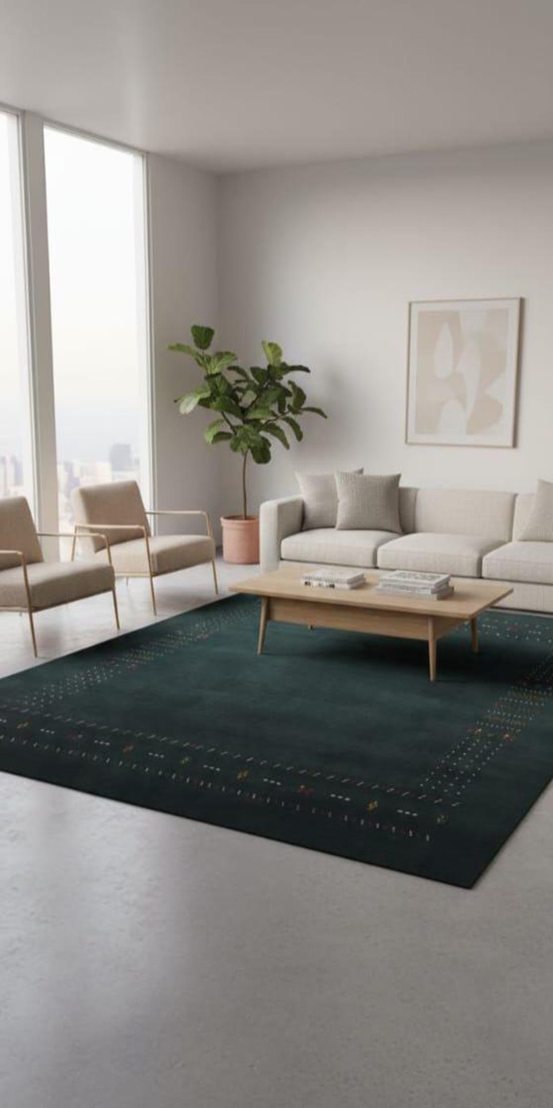 Handloom Rugs Deep Green Colour Gabe for Living Room, Bedroom, Custom ...