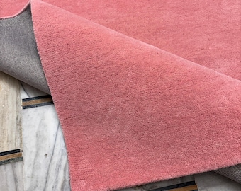 Solid pink colour minimalist Hand-Tufted Wool Rug, Plush Nordic Style Area Carpet, Living Room Floor Mat