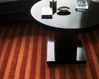 Modern Striped Wool Area Rug, Earthy Terracotta Rust Carpet, Contemporary Minimalist Living Room Decor, Custom Tufted Rug