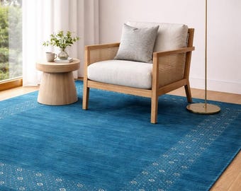 9x12 Handloom dark blue gabbeh loribaft luxurious rug for living room, bedroom, Custom Rug large area rugs