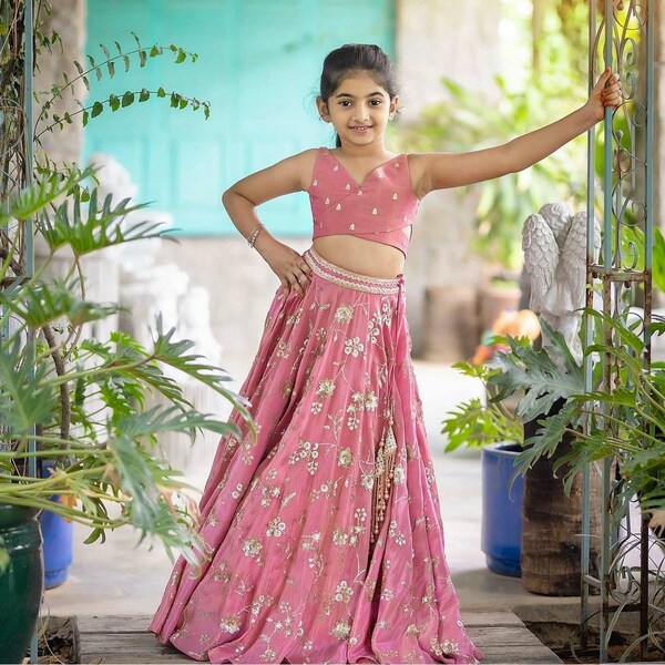 Trendy Kids Lehenga Choli, Lehenga Blouse For Girls, Indian Wedding Mehendi Haldi Sangeet Party Wear Lehenga For Kids, Indian Kids Wear