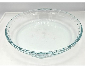 Teglia per torte profonda scanalata in vetro trasparente Pyrex 229 Flavor Saver, vintage, da 24 cm.