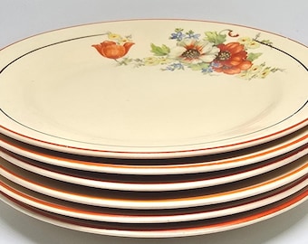 Set van 6 vintage Bennett-bakvormen van 6 inch met bloemmotief