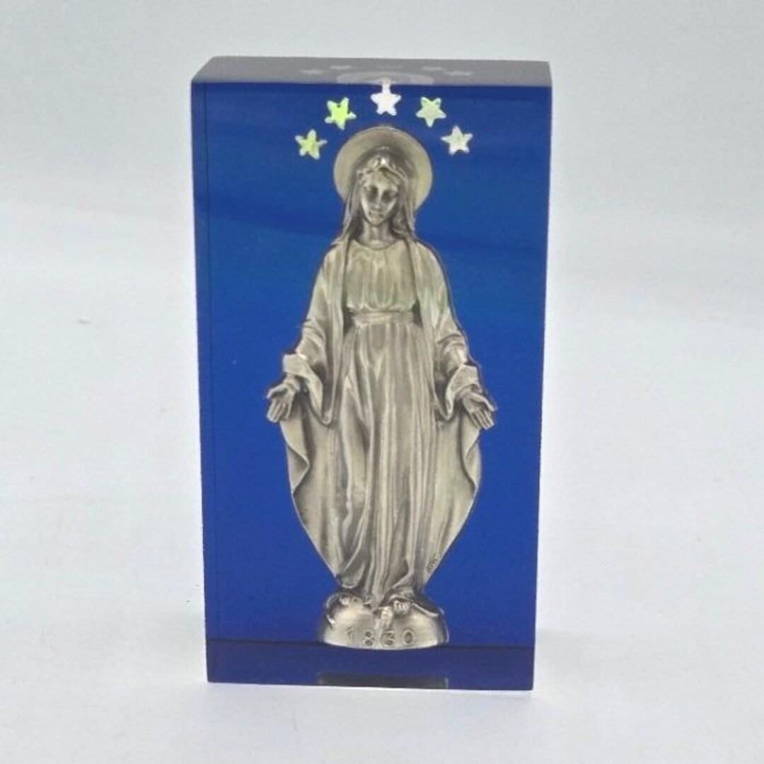 Vintage 1830 Miraculous Medal Virgin Mary Lucite Paperweight - Cobalt ...