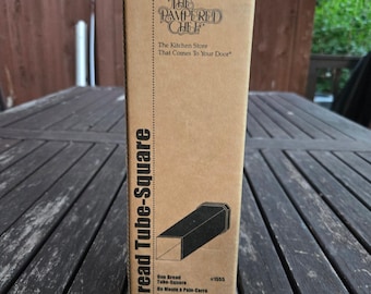 Vintage Pampered Chef Square Bread Tube 1555 Stainless Steel Baking Mold NIB