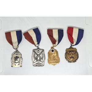 Vintage Military Medal Lot Shooting Award Medals Red White Blue Ribbon