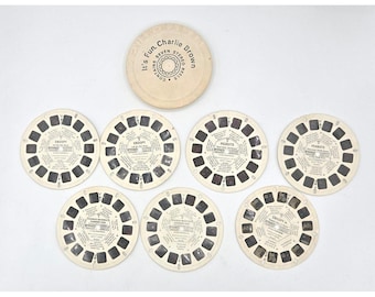Zestaw 7 rolek GAF View-Master „It's Fun, Charlie Brown” z lat 70. XX wieku
