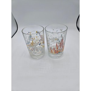Disney World 25th Anniversary Glasses 1996 Set of 2 Goofy and Donald