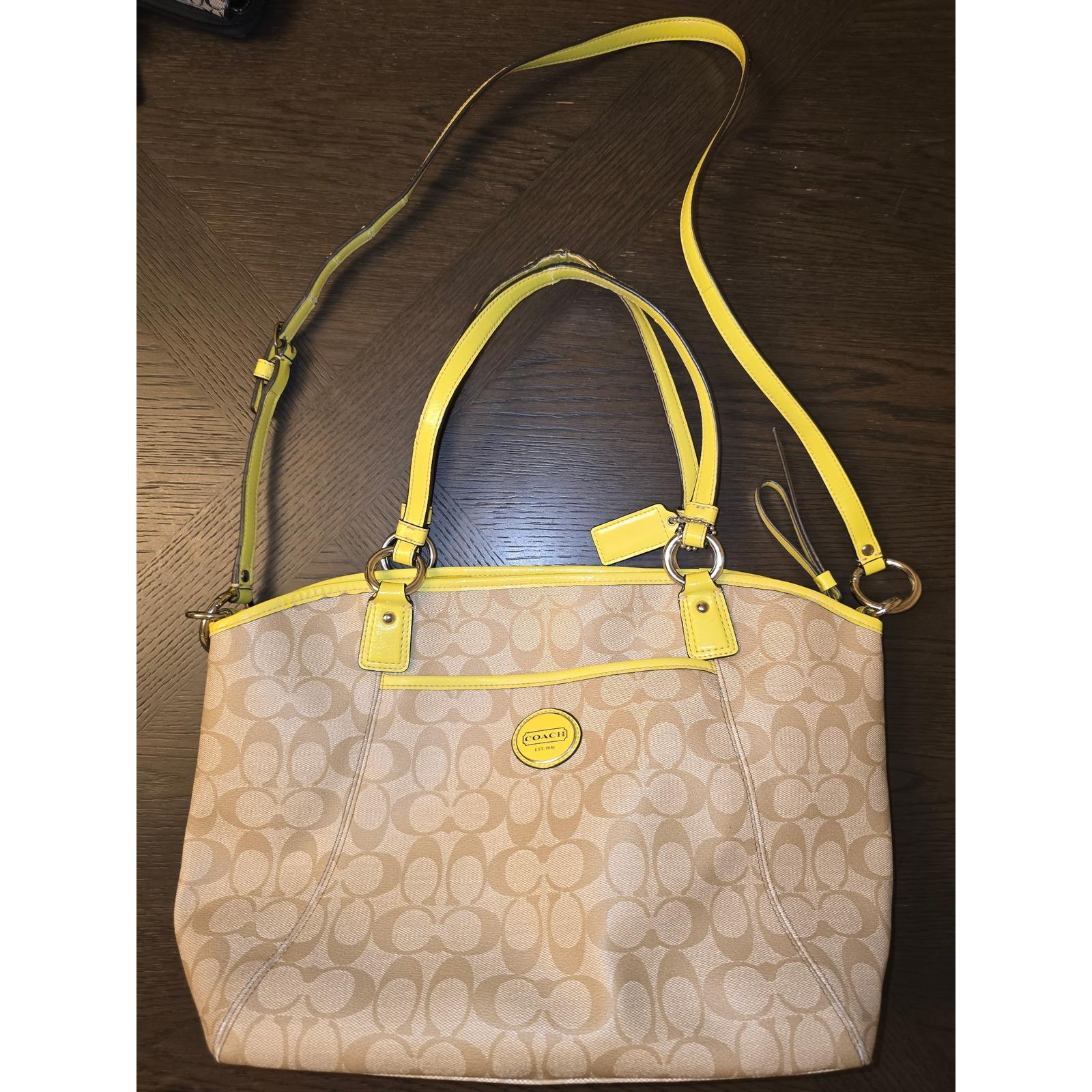 Vintage Coach Signature Stripe Tote, Beige and Lime Green - Etsy