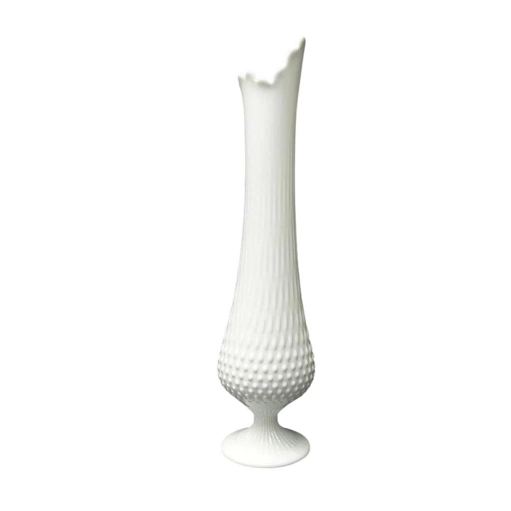 FENTON ヴィンテージ ミルクガラス スイングホブネイル 脚付き花瓶