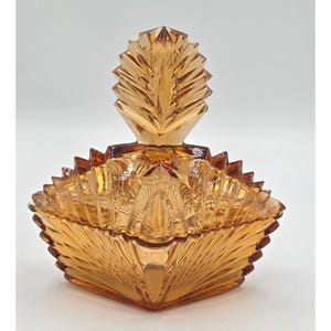 Vintage Amber Glass Swan Trinket Dish Candy Nut Bowl with Lid