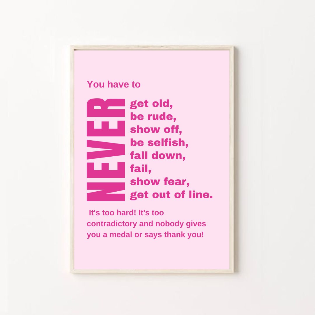 Barbie Movie Gloria’s Monologue Pink Wall Art Poster - Etsy