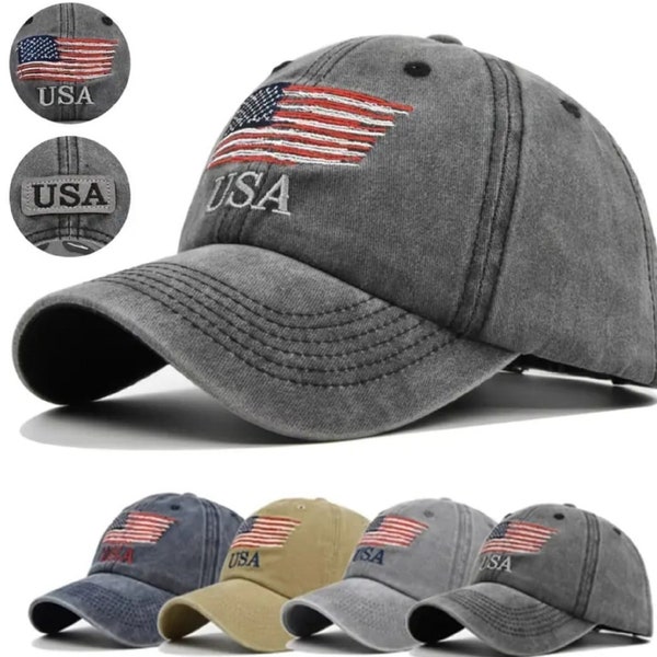 Personalized vintage baseball hats for Men American Flag Patch Breathable Caps Christmas Gift