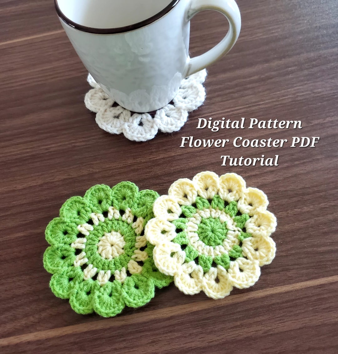 Crochet PATTERN Flower Coaster , Amigurumi Tutorial PDF in English