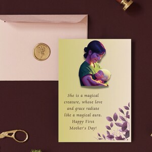 Biglietto perfetto per le mamme per la prima festa della mamma, cartolina floreale stampabile per la prima festa della mamma, auguri fai da te per la festa della mamma, mamme e mimose