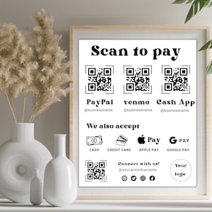 Retro Scan to Pay-sjabloon, afdrukbaar Scan to Pay-teken, betalingsmethodeteken, Venmo Sign-sjabloon, bewerkbare Scan to Pay Canva-sjabloon