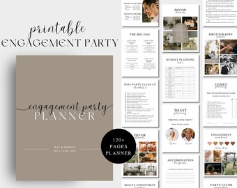 70er Jahre Retro Thema Verlobungsfeier Planer Vorlage, 120+ Seiten Canva Engagement Day Binder, Verlobungsfeier Checklisten, Verlobungsplaner