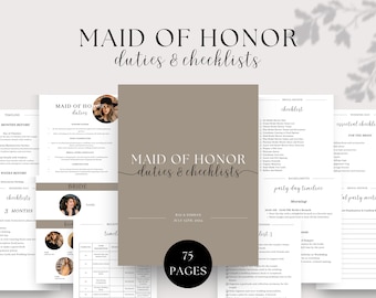 75 Pages Maid of Honor Checklists Template, Wedding Planning Checklists, Maid of Honor Duties, Canva Wedding Day Timeline, Bridal Planner