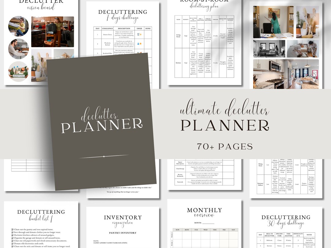 70 Pages Canva Declutter Planner Template, ADHD Cleaning, Declutter ...