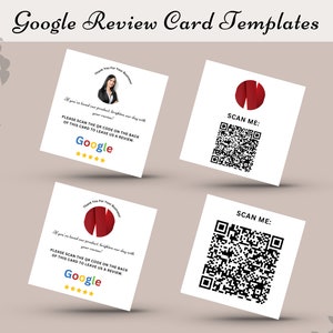 Google Square レビュー カード テンプレート、ミニマリスト QR コード サイン、中小企業向け Google レビュー テンプレート、Square レビュー カード Canva テンプレート