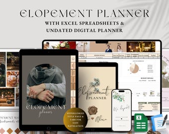 Ultimate GOODNOTES Elopement Planner Bundle, Elopement Wedding Seating Chart, Undated Digital Planner, Wedding Invitation, Excel Budget