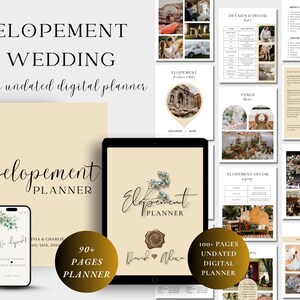Elopement Wedding Day Binder, Elopement Wedding Checklists, Honeymoon Planner, Undated Digital Planner, Elopement Invitations, Seating Chart