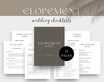 Canva Elopement Wedding Checklist Template, GOODNOTES Elopement Day Timeline, Elopement Checklists, Photography Shot List, Elopement Budget