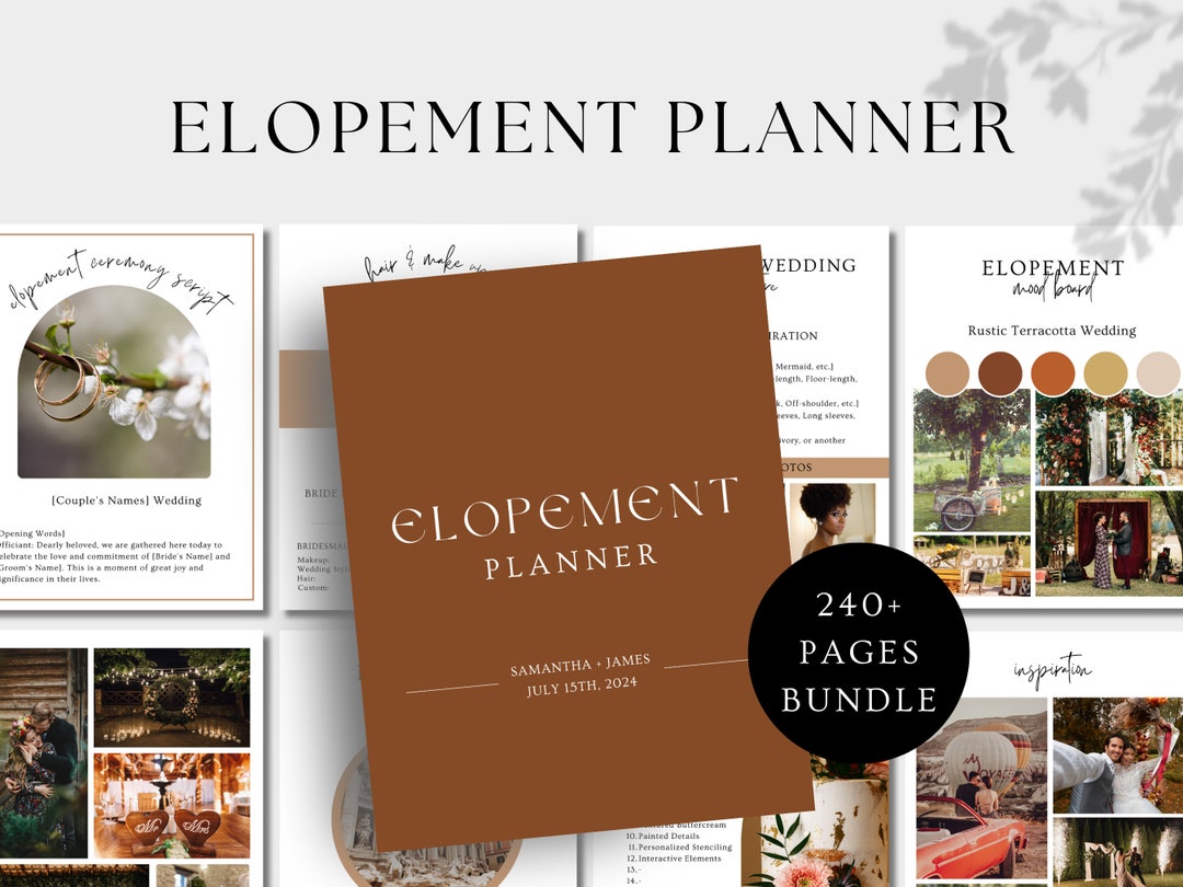240 Page Canva Elopement Planner Bundle, Printable Elopement Wedding ...