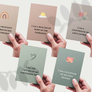 Affirmatiekaarten geestelijke gezondheid, bevestigingskaarten zelfliefde, kaartspel, bevestigingskaarten voor vrouwen, collage bevestigingskaarten