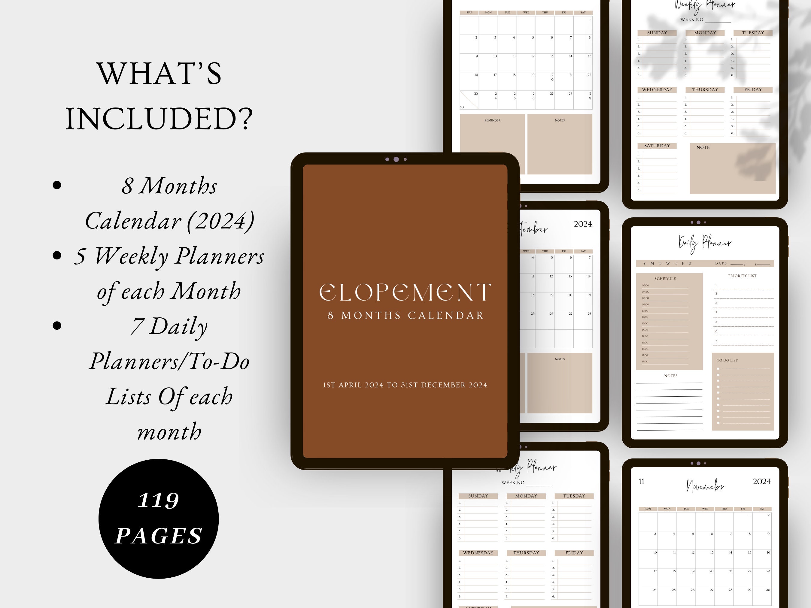 240 Page Canva Elopement Planner Bundle, Printable Elopement Wedding ...