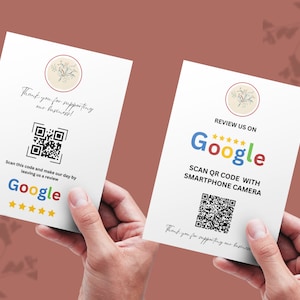 Modelo de cartão de avaliação do Google para pequenas empresas, placa de avaliação do Google, modelo Business Canva, placa de código QR minimalista, cartão de visita do Google