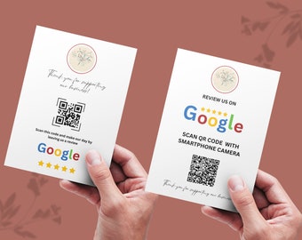 Small Business Google Review Card Template, Google Review Sign, Business Canva Template, Minimalist QR Code Sign, Google Business Card