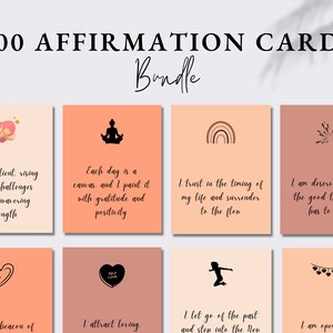 Paquet de 100 cartes d’affirmation du Nouvel An, modèle de cartes d’affirmation de yoga, cartes d’affirmation quotidiennes 2024, cartes d’affirmation d’amour de soi imprimables