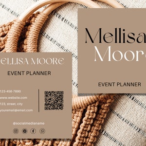 Boho Neutral Square Business Card, Lash Tech Business Card, QR Code Business Card, Photography Business Card, Business Canva Template