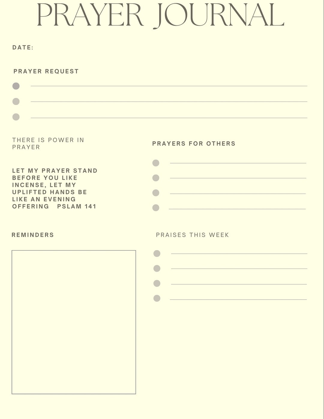 Printable Prayer Journal Etsy
