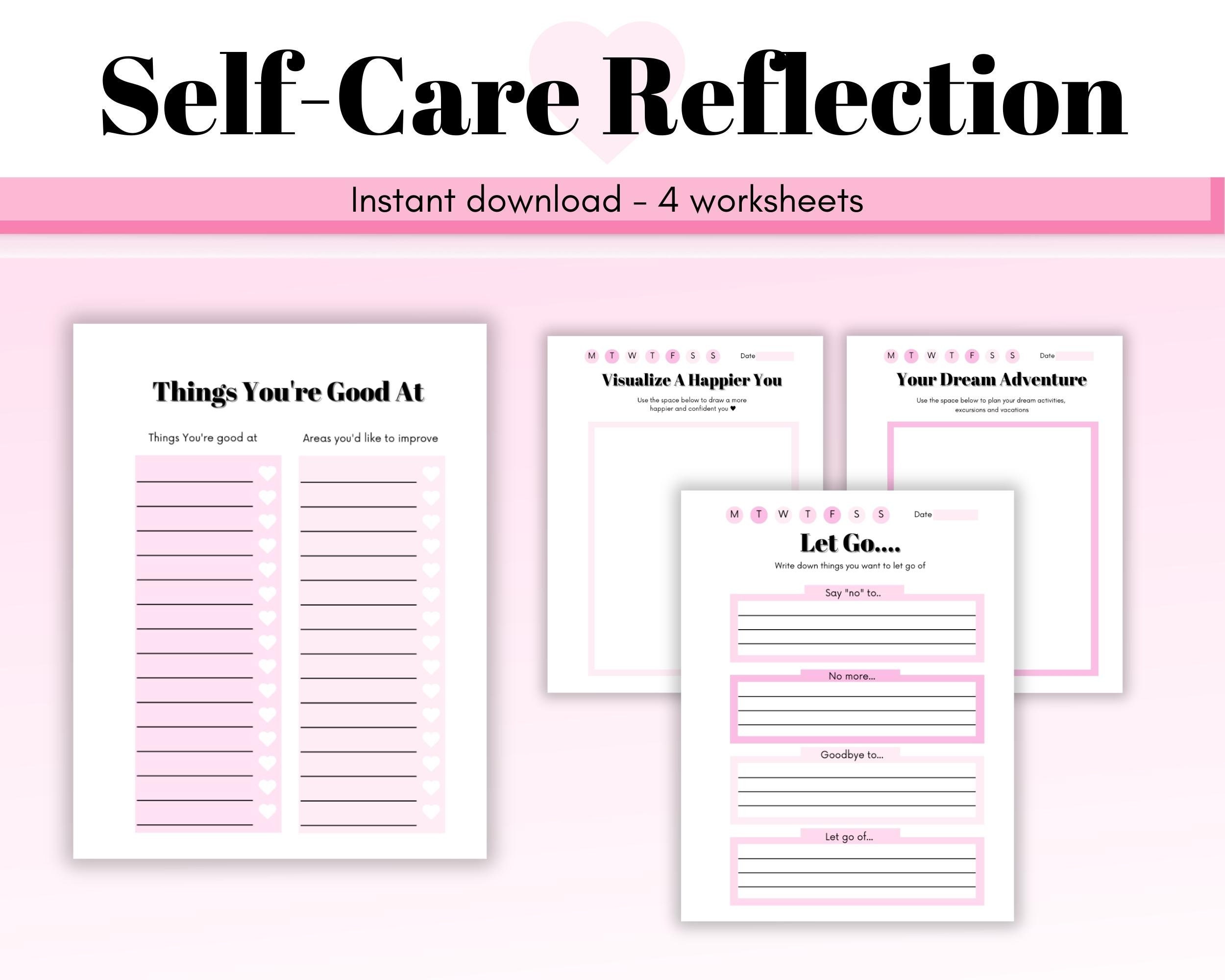 Girly Soft Kawaii Pink Self Care Digital Planner Journal, Habit Tracker ...