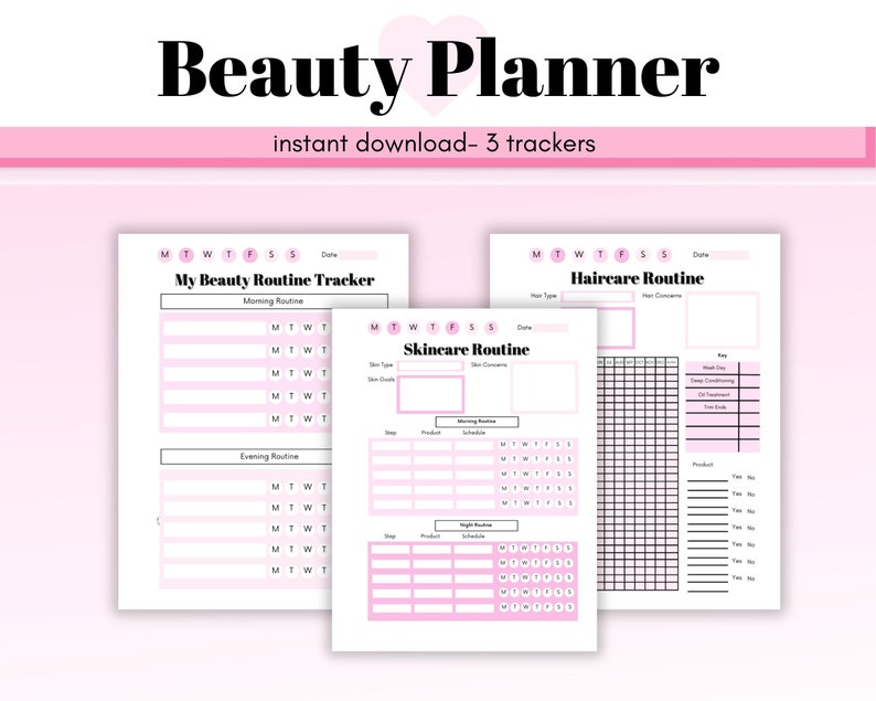 Girly Soft Kawaii Pink Self Care Digital Planner Journal, Habit Tracker ...