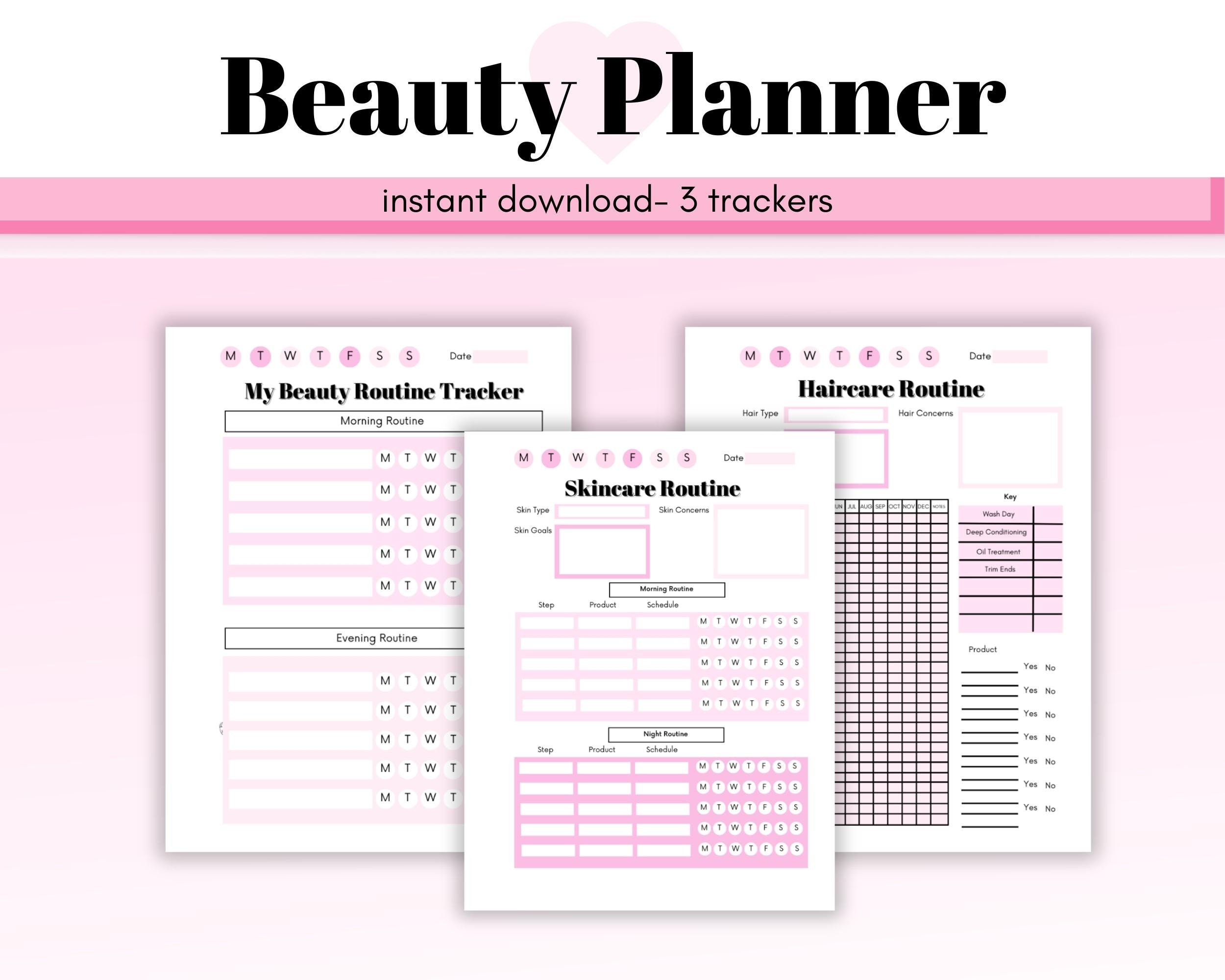 Girly Soft Kawaii Pink Self Care Digital Planner Journal, Habit Tracker ...