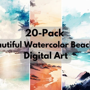 Watercolor Beaches and Sunsets Clipart, digital graphics, beach landscape | for commercial use | instant download  | commercial use
