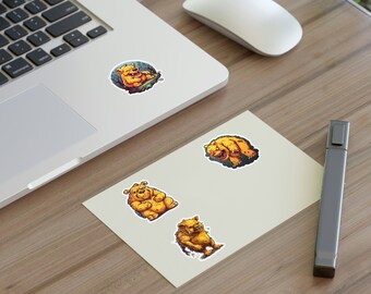 Winnie the Pooh, la bestia - Juego de 4 diseños de pegatinas con opciones de borde transparente, holográfico o blanco