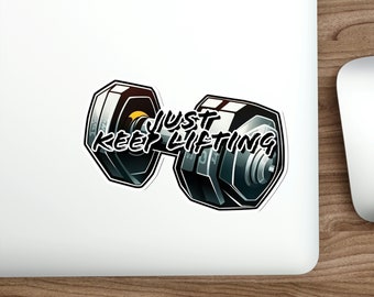 Sigue levantando - Adhesivo de vinilo resistente al agua - Motivación fitness, levantamiento de pesas, adhesivo de fitness, clipart de fitness