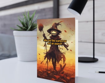 Tarjeta divertida / Espacio para tu mensaje en el interior / Broma de espantapájaros excepcional / Para amigos, Halloween, vacaciones, para divertirse, compañeros de trabajo, mejores amigos